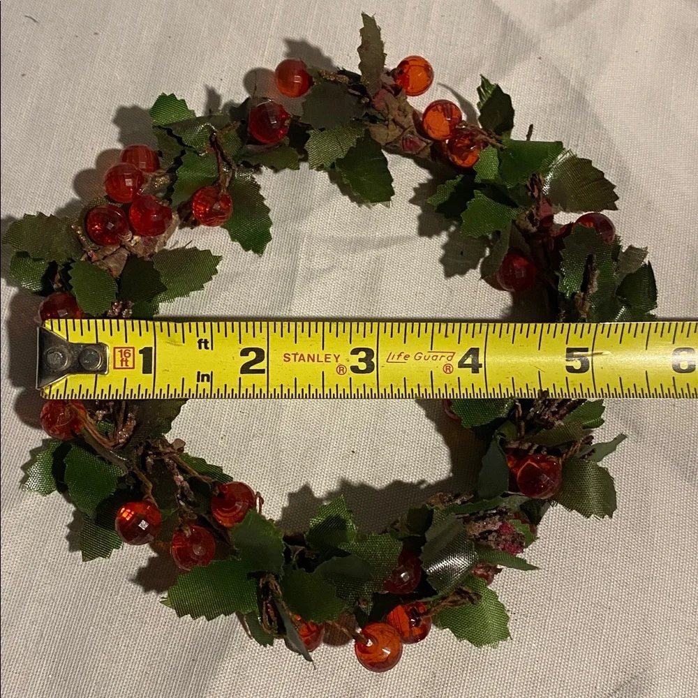 Festive Red Berry and Green Leaf candle holder